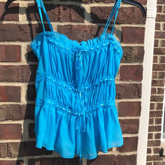 Rampage Tops - Women’s Rampage Spaghetti Straps Top Blue Size S